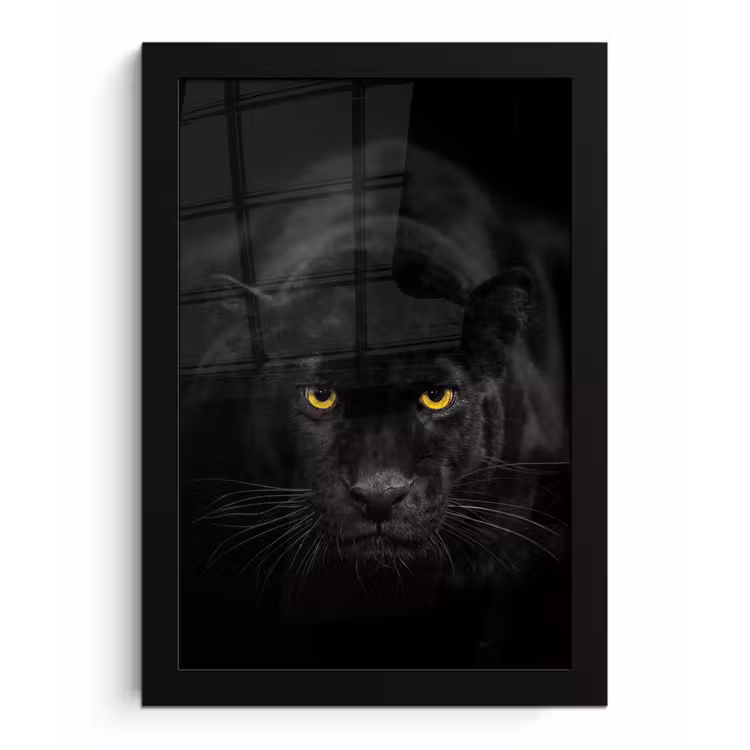 Poster met lijst - Panter - Dieren - Zwart - Ogen — 1