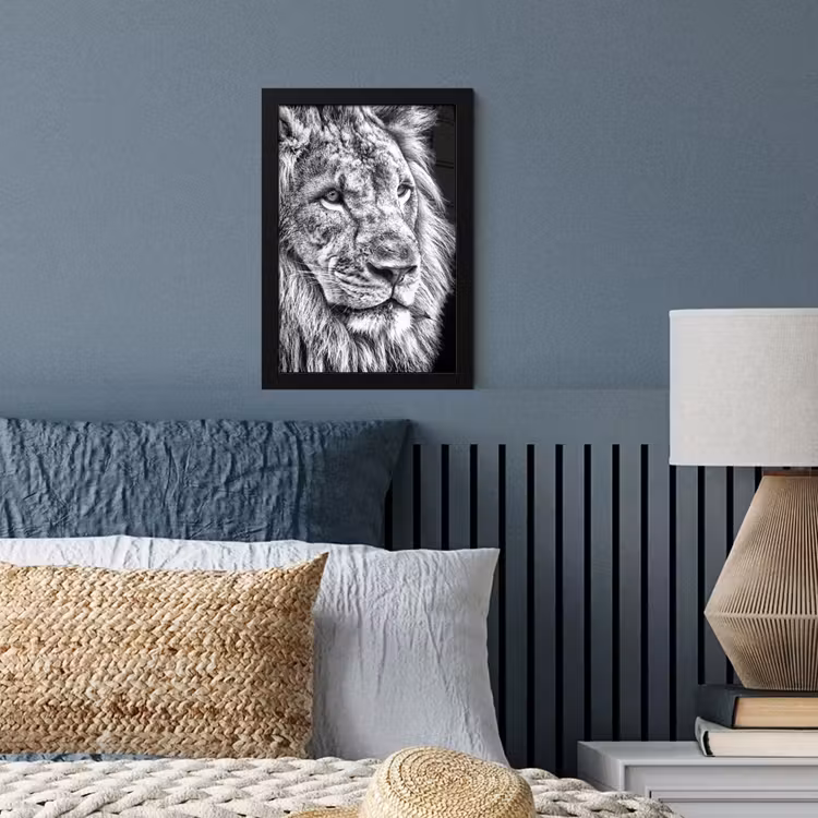 Poster met lijst - Portret - Leeuw - Zwart wit — 4