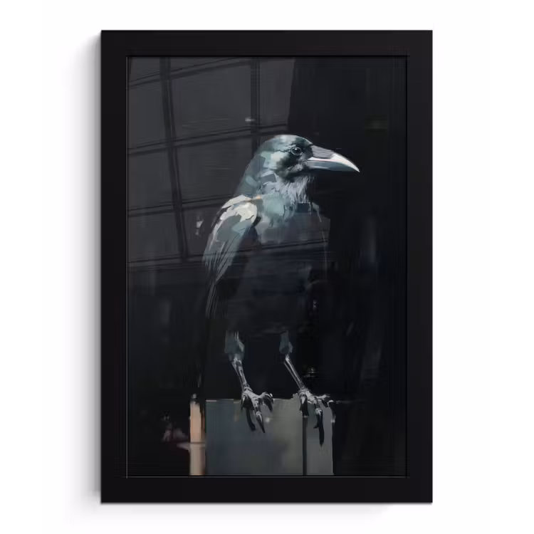 Poster met lijst - Raaf - Vogels - Zwart — 1
