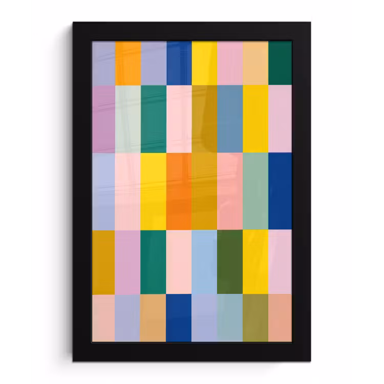 Poster met lijst - Stroken - Blauw - Patroon - Abstract — 1