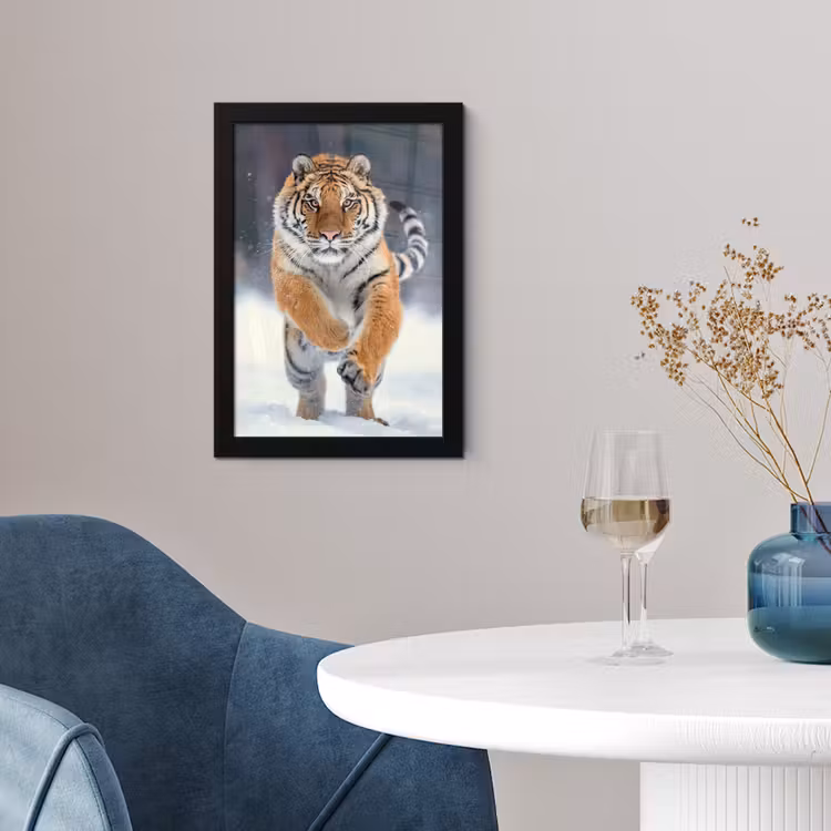 Poster met lijst - Tijger - Landschap - Sneeuw - Winter - Dieren — 2