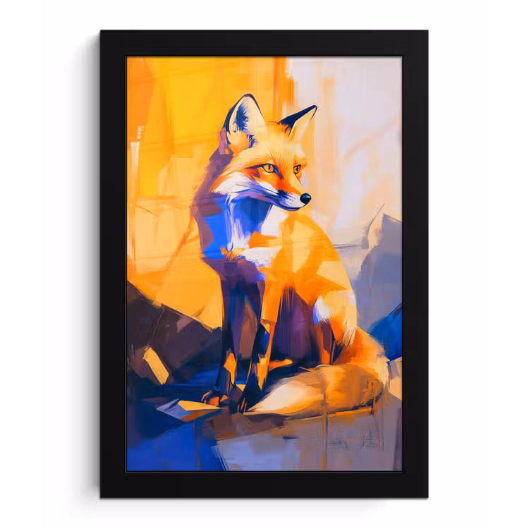 Poster met lijst - Vos - Oranje - Vormen - Abstract — 1