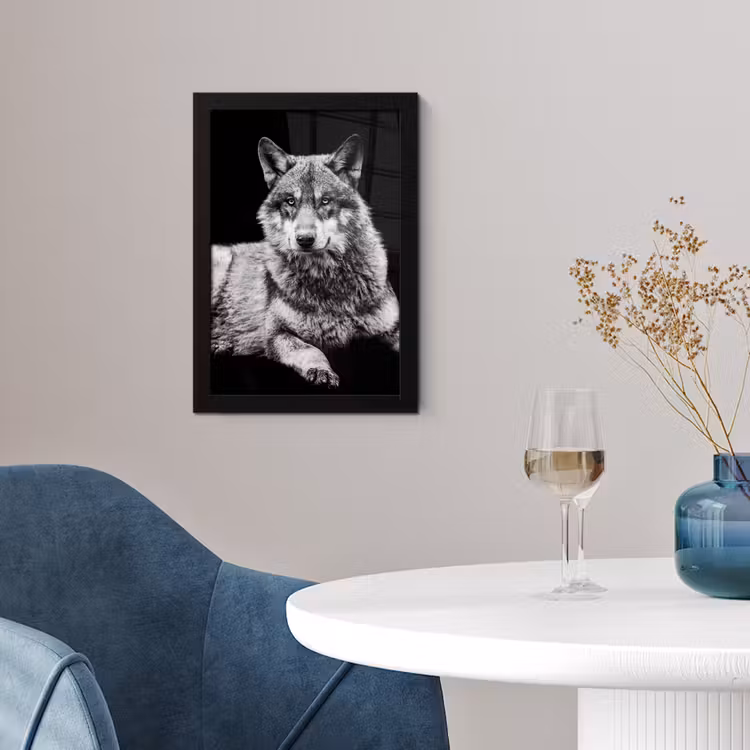 Poster met lijst - Wilde dieren - Wolf - Zwart - Wit — 2