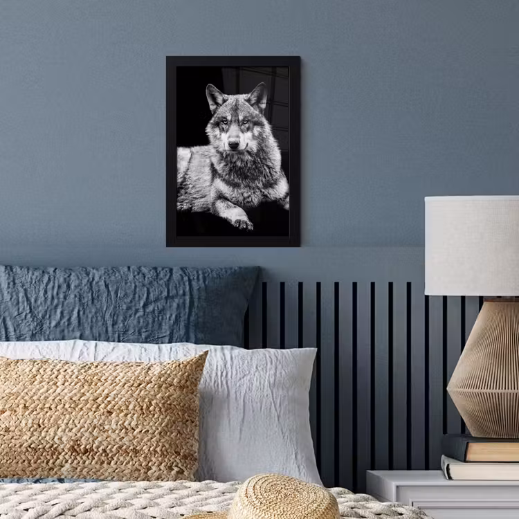 Poster met lijst - Wilde dieren - Wolf - Zwart - Wit — 4