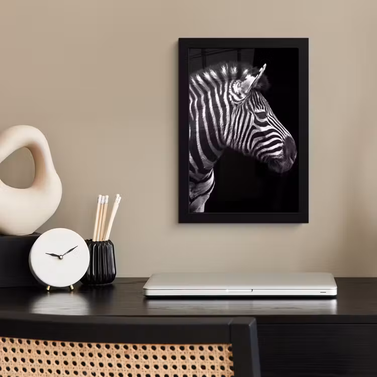 Poster met lijst - Zebra - Zwart - Wit - Portret - Dieren — 3