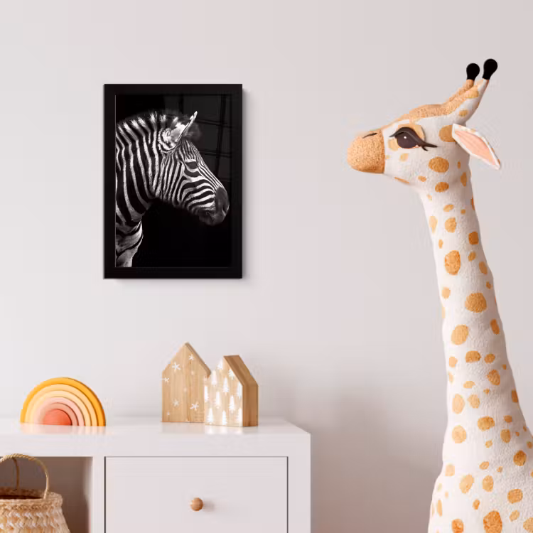 Poster met lijst - Zebra - Zwart - Wit - Portret - Dieren — 5