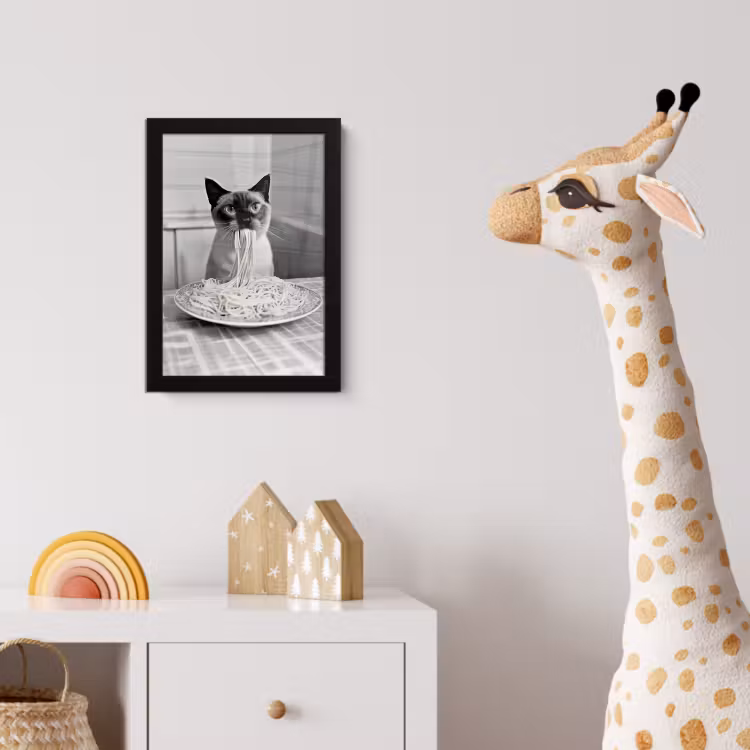 Poster met lijst - Kat - Siamees - Zwart Wit - Schattig - Dieren — 5