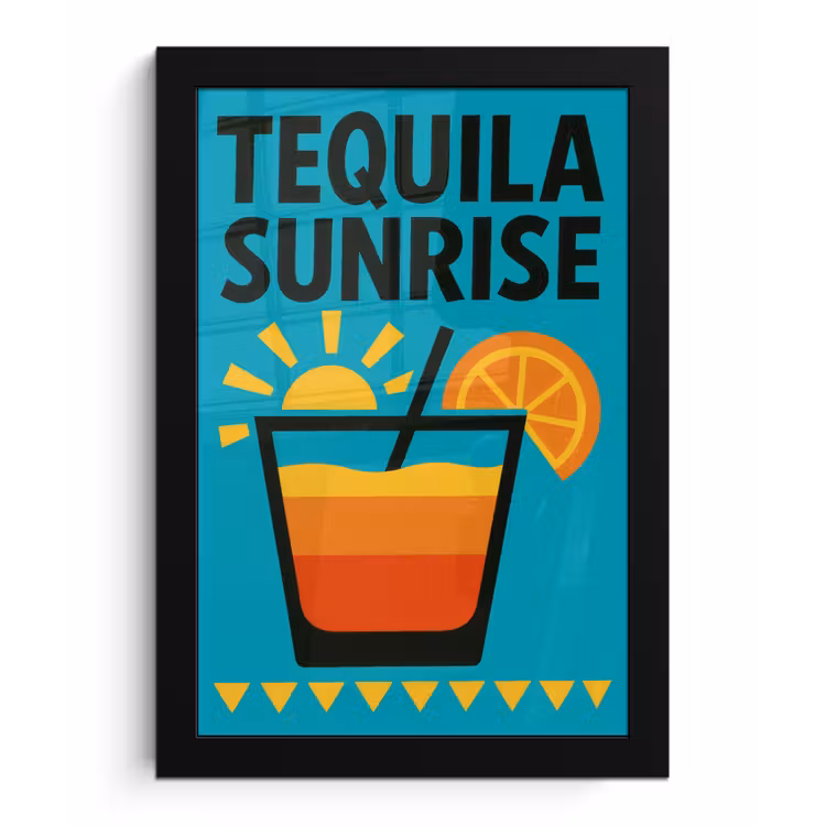 Poster met lijst - Illustratie - Tequila - Glas - Blauw — 1