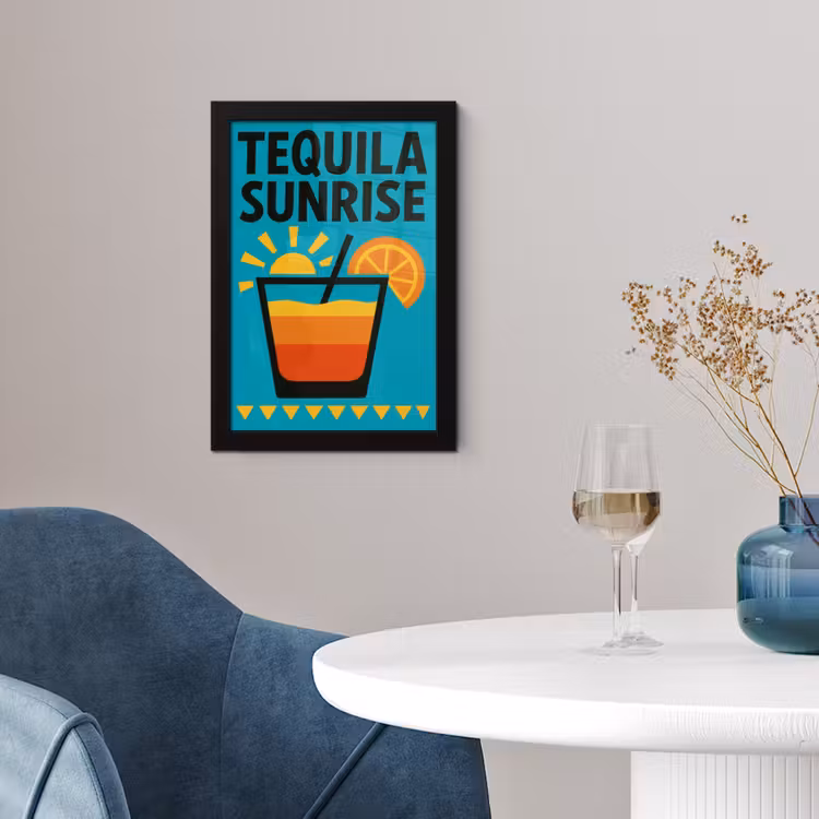 Poster met lijst - Illustratie - Tequila - Glas - Blauw — 2