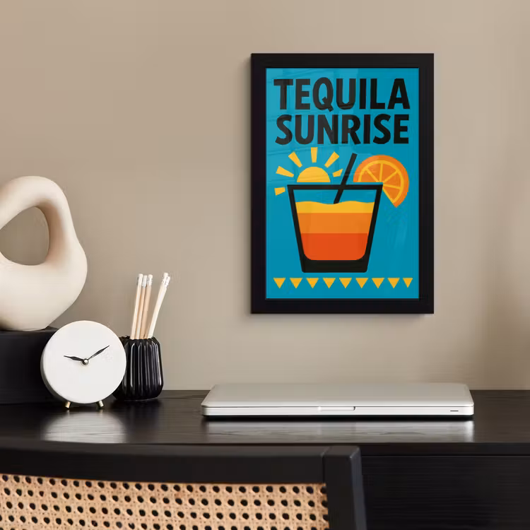 Poster met lijst - Illustratie - Tequila - Glas - Blauw — 3