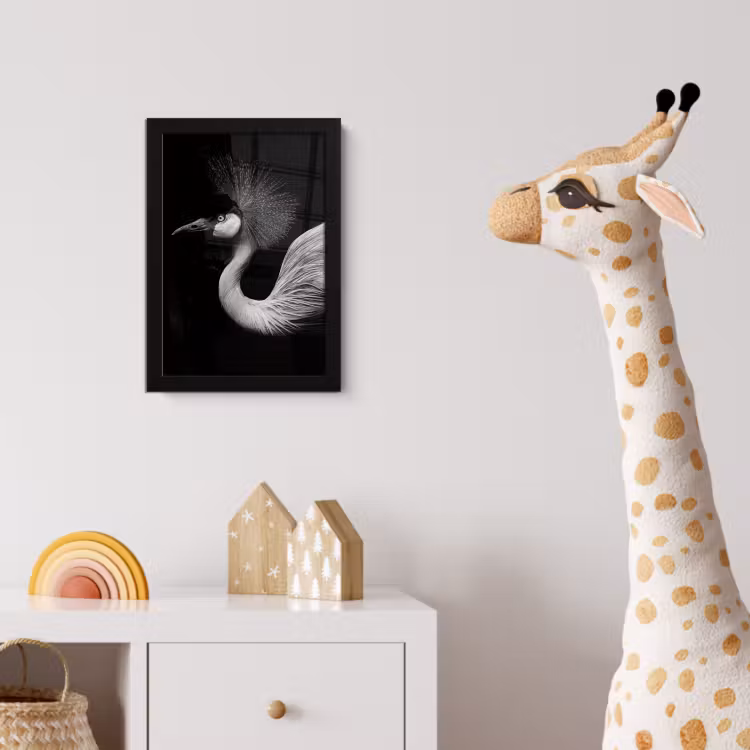 Poster met lijst - Kraanvogel - Zwart - Wit - Vogel - Dieren — 5