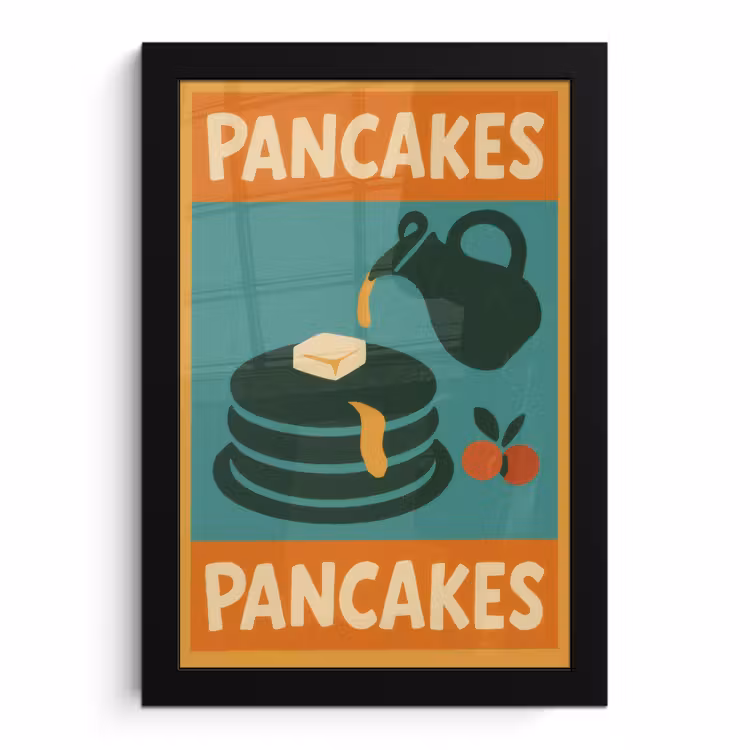 Poster met lijst - Pannenkoeken - Siroop - Illustratie - Oranje — 1