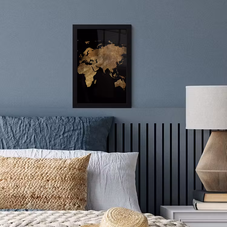 Poster met lijst - Wereldkaart - Goud - Luxe - Aarde - Zwart — 4