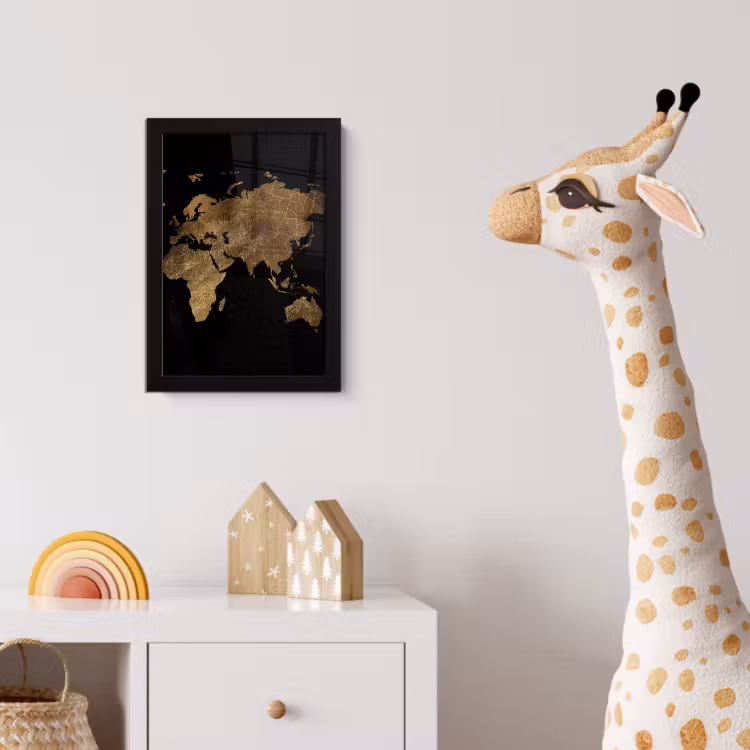Poster met lijst - Wereldkaart - Goud - Luxe - Aarde - Zwart — 5