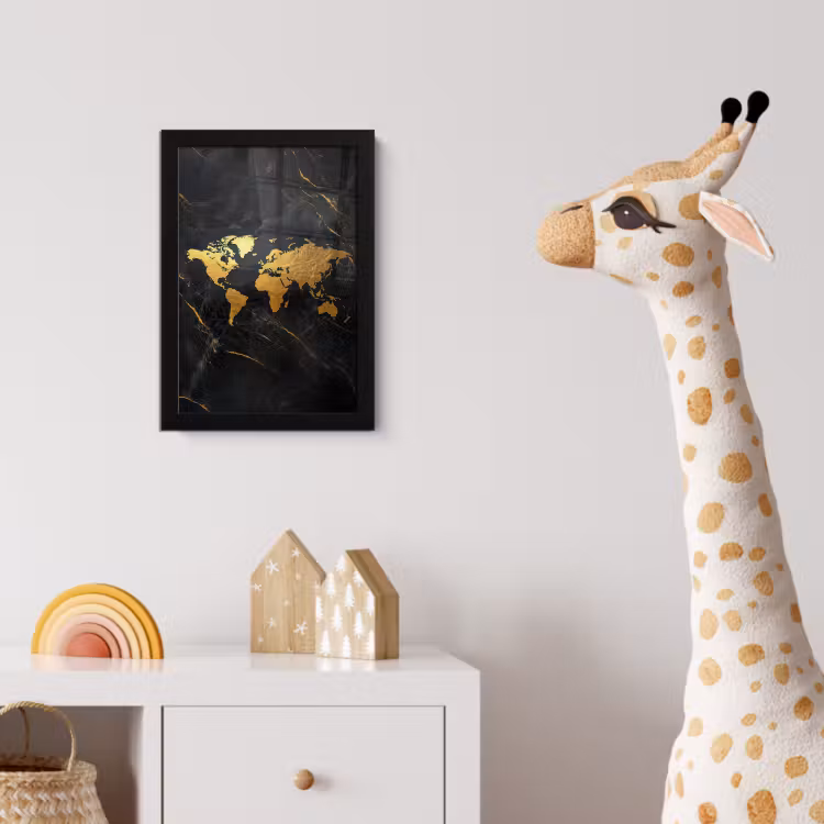 Poster met lijst - Wereldkaart - Goud - Marmer — 5