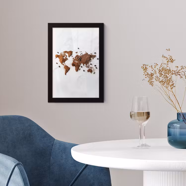 Poster met lijst - Wereldkaart - Koffie - Marmer — 2