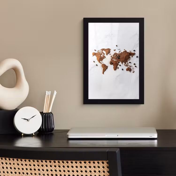 Poster met lijst - Wereldkaart - Koffie - Marmer — 3