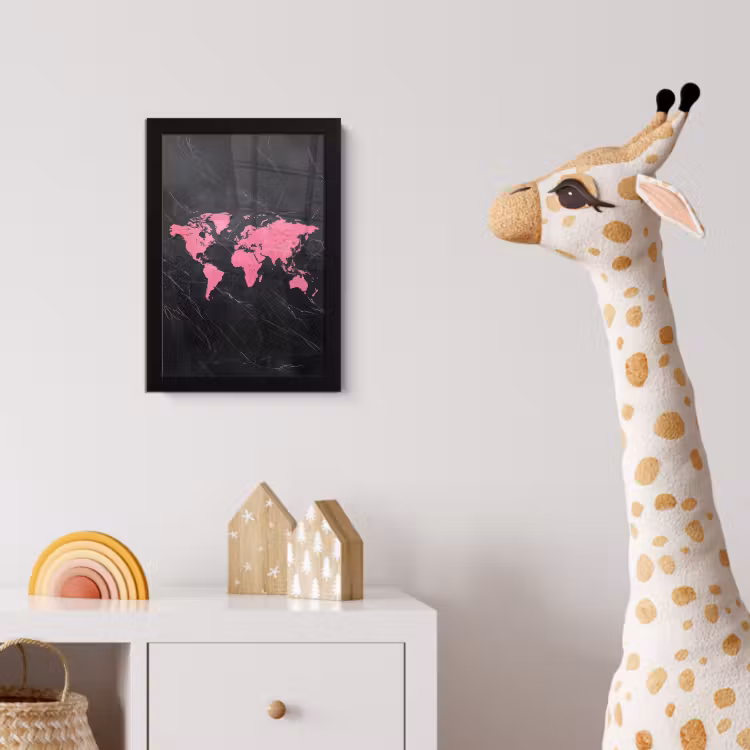 Poster met lijst - Wereldkaart - Roze - Marmer — 5