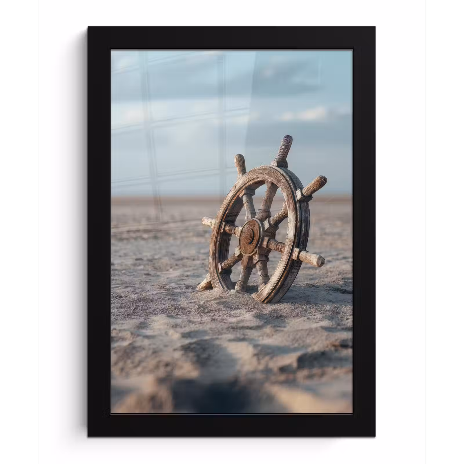 Poster met lijst - Scheepsstuur - Hout - Bruin - Zand — 1
