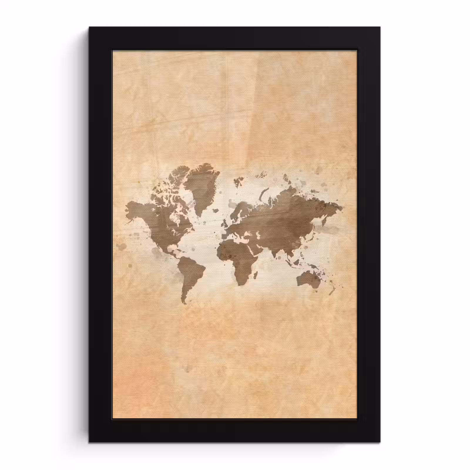 Poster met lijst - Wereldkaart - Beige - Bruin — 1