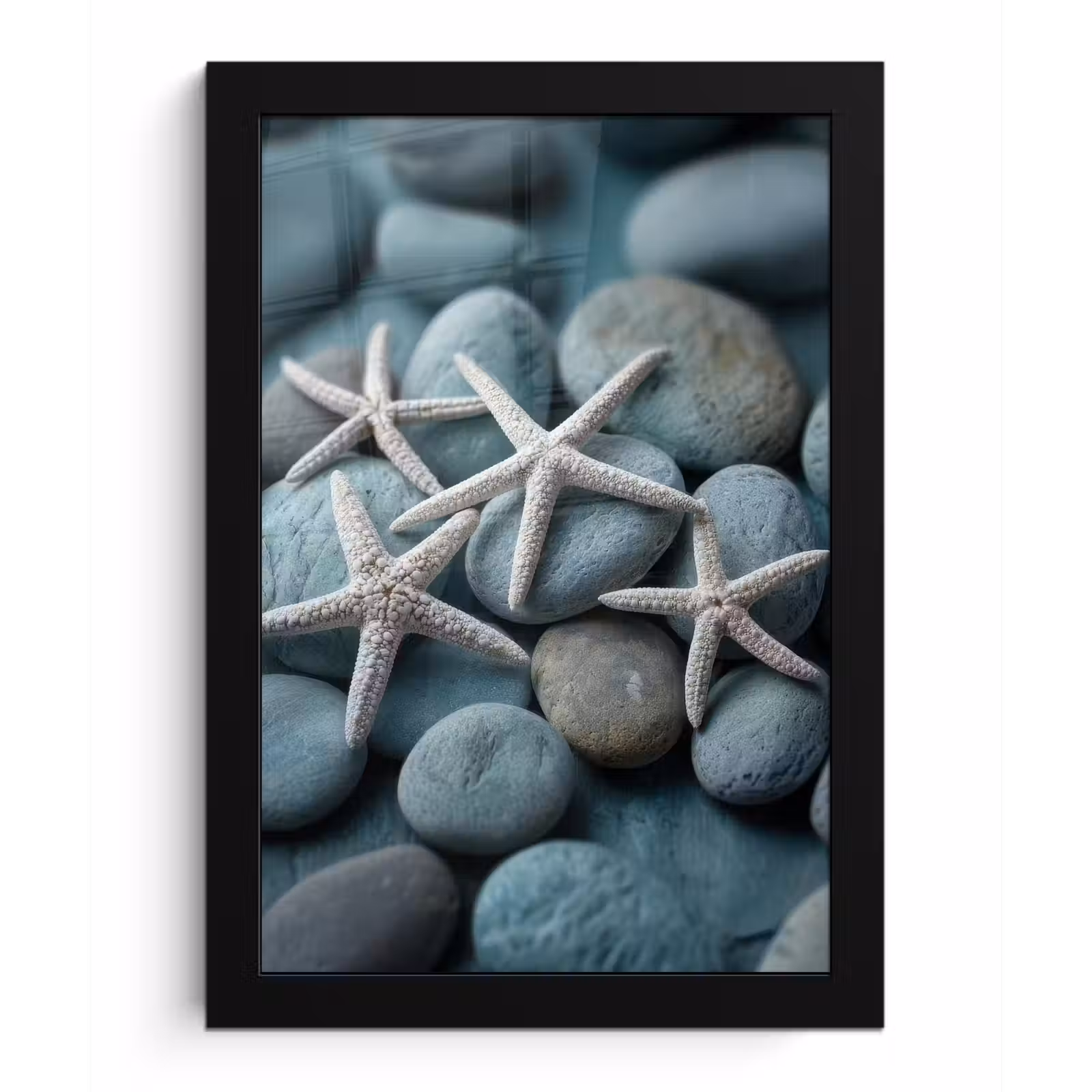 Poster met lijst - Zeesterren - Stenen - Wit — 1