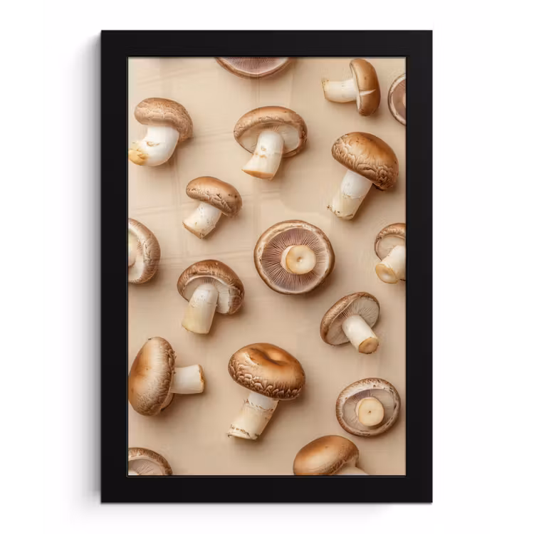 Poster met lijst - Kastanje Champignons - Beige — 1