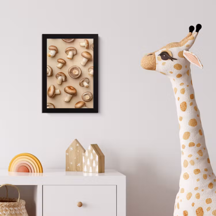 Poster met lijst - Kastanje Champignons - Beige — 5