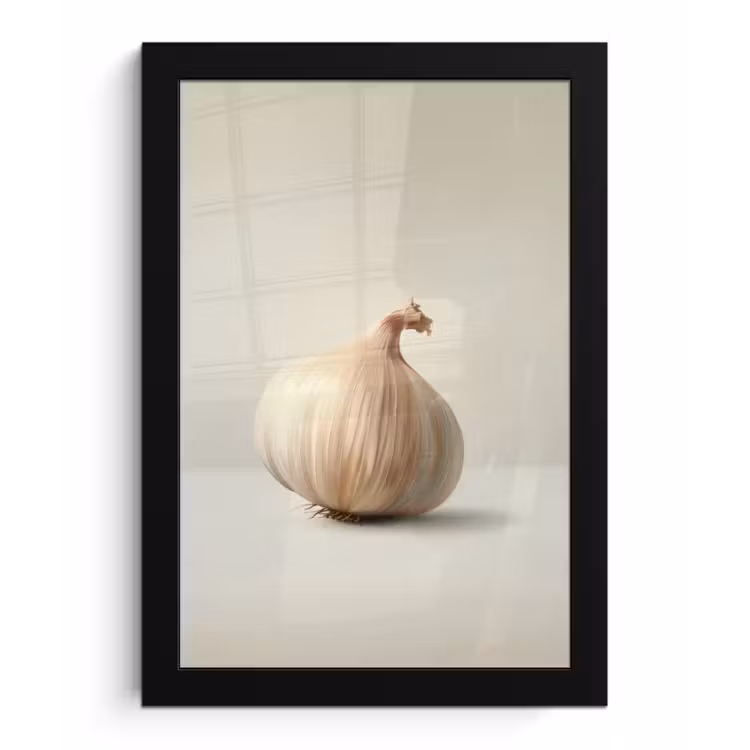 Poster met lijst - Knoflook - Natuurlijk - Beige — 1