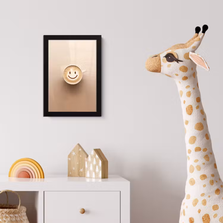 Poster met lijst - Koffie - Melkschuim - Lach - Beige — 5