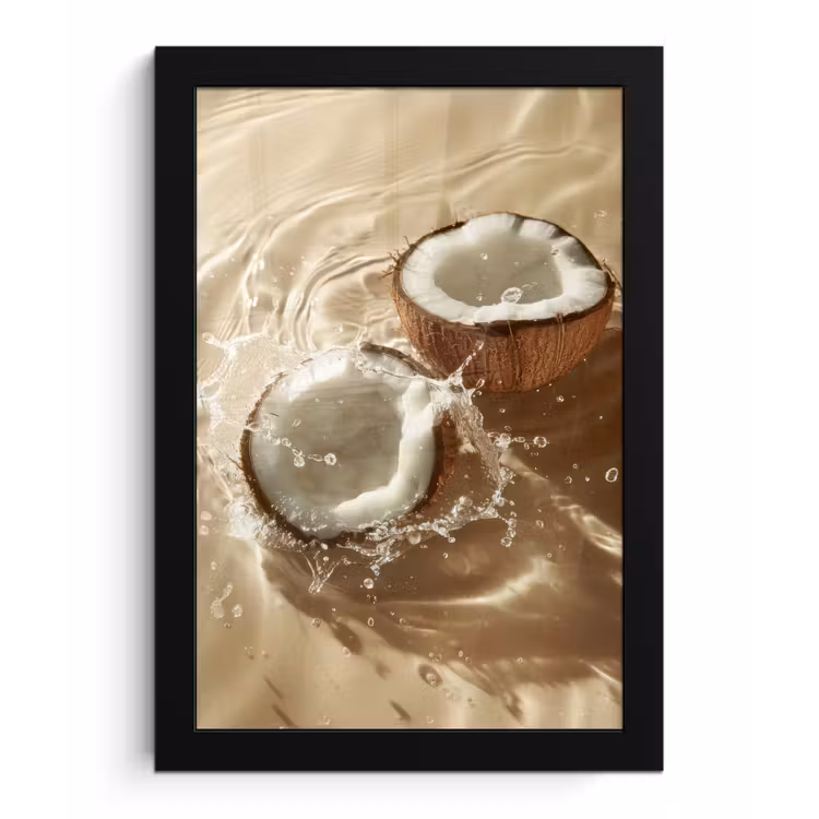 Poster met lijst - Kokosnoot - Water - Beige - Spetters — 1