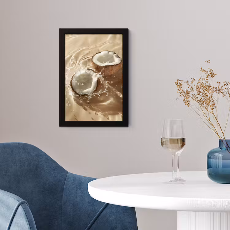 Poster met lijst - Kokosnoot - Water - Beige - Spetters — 2