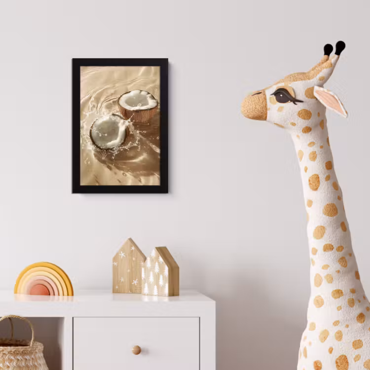 Poster met lijst - Kokosnoot - Water - Beige - Spetters — 5