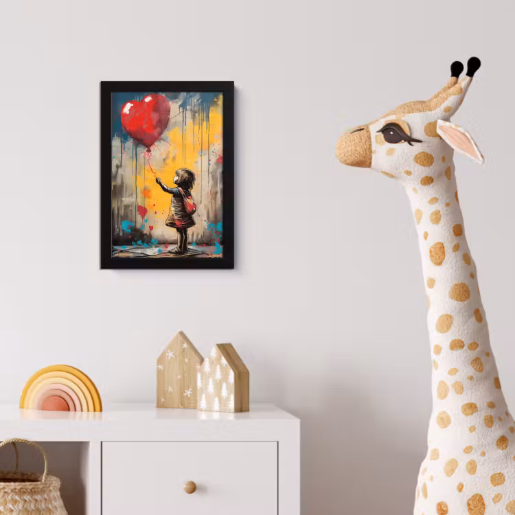 Poster met lijst - Meisje - Ballon - Hart - Graffiti — 5