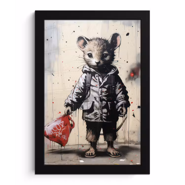 Poster met lijst - Muisje - Rood - Graffiti — 1