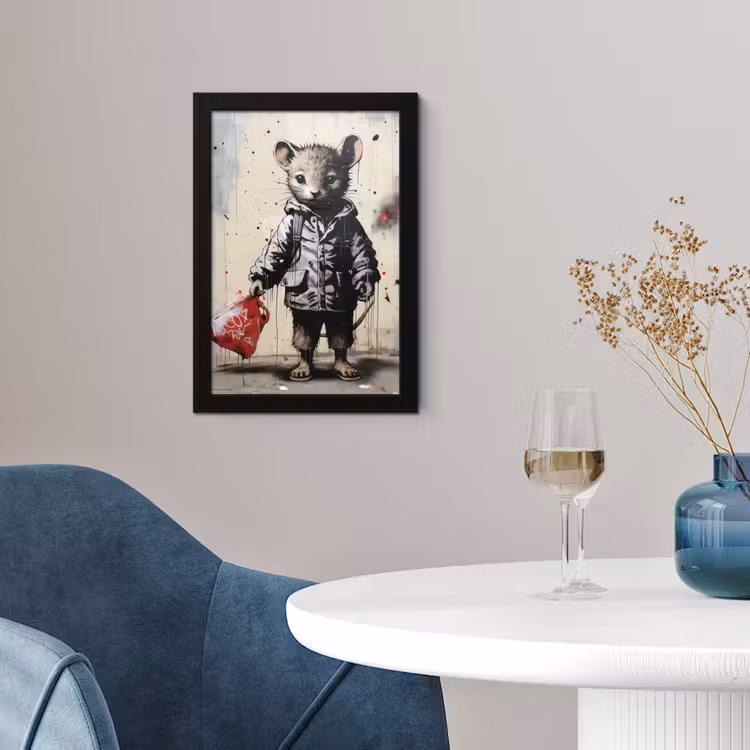 Poster met lijst - Muisje - Rood - Graffiti — 2