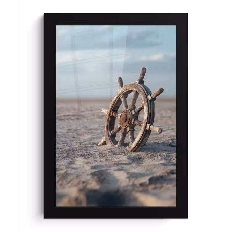 Poster met lijst - Scheepsstuur - Hout - Bruin - Zand — 1