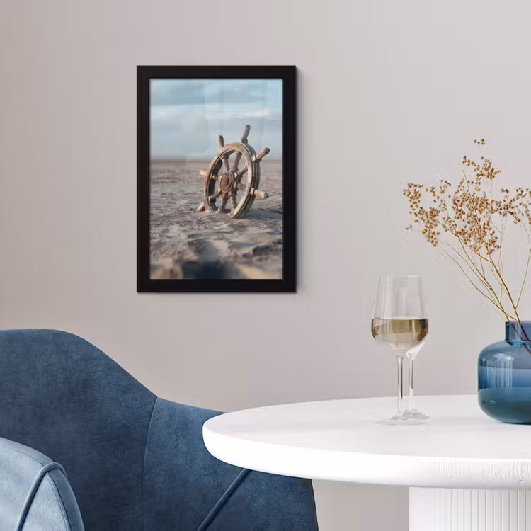 Poster met lijst - Scheepsstuur - Hout - Bruin - Zand — 2