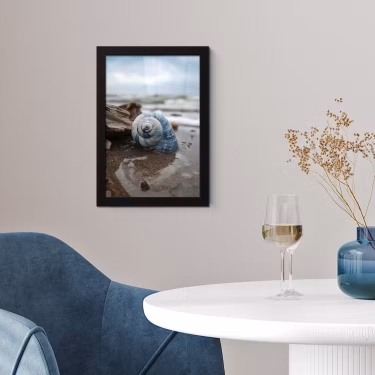 Poster met lijst - Schelp - Strand - Blauw - Zee — 2