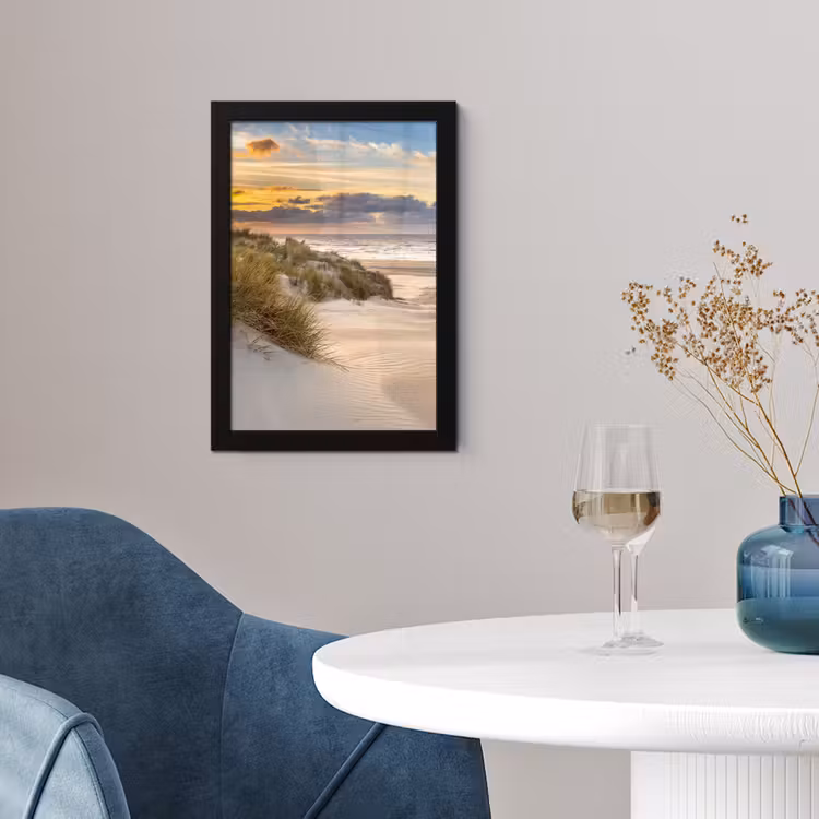 Poster met lijst - Strand - Duin - Gras - Zonsondergang - Zee — 2