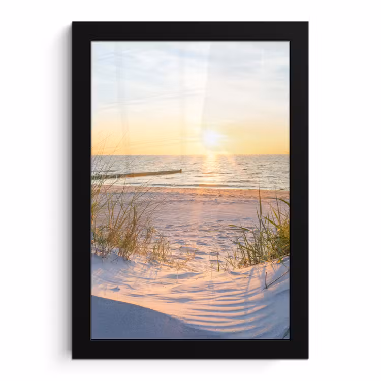 Poster met lijst - Strand - Zon - Duin - Gras - Zand - Horizon — 1