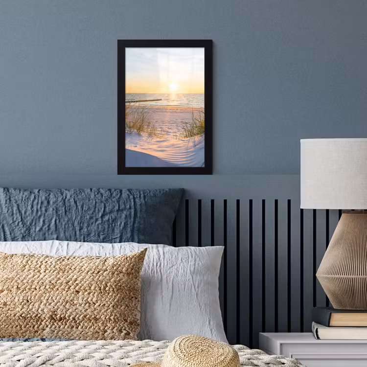 Poster met lijst - Strand - Zon - Duin - Gras - Zand - Horizon — 4