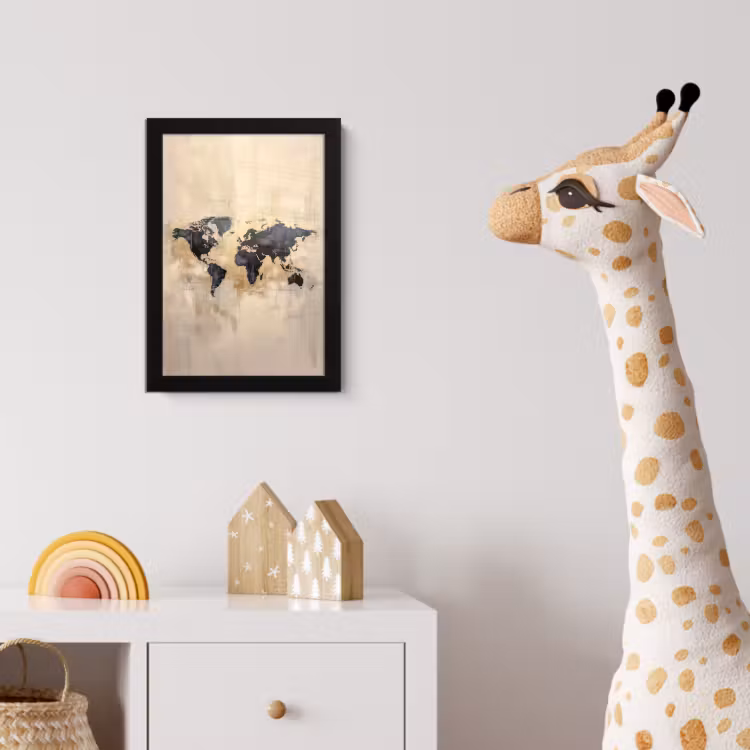 Poster met lijst - Wereldkaart - Goud - Zwart - Abstract — 5