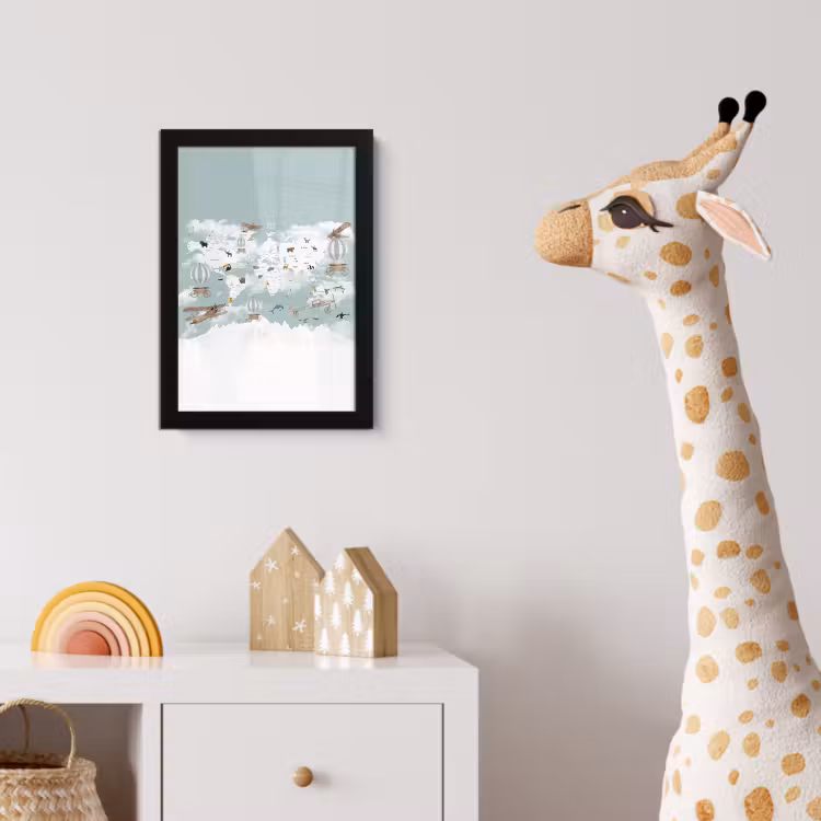 Poster met lijst - Wereldkaart - Kind - Vliegtuig — 5