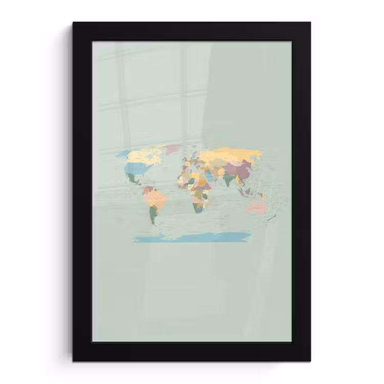 Poster met lijst - Wereldkaart - Realistisch - Kaart — 1