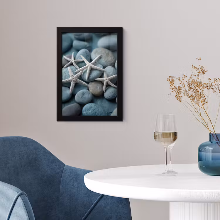 Poster met lijst - Zeesterren - Stenen - Wit — 2