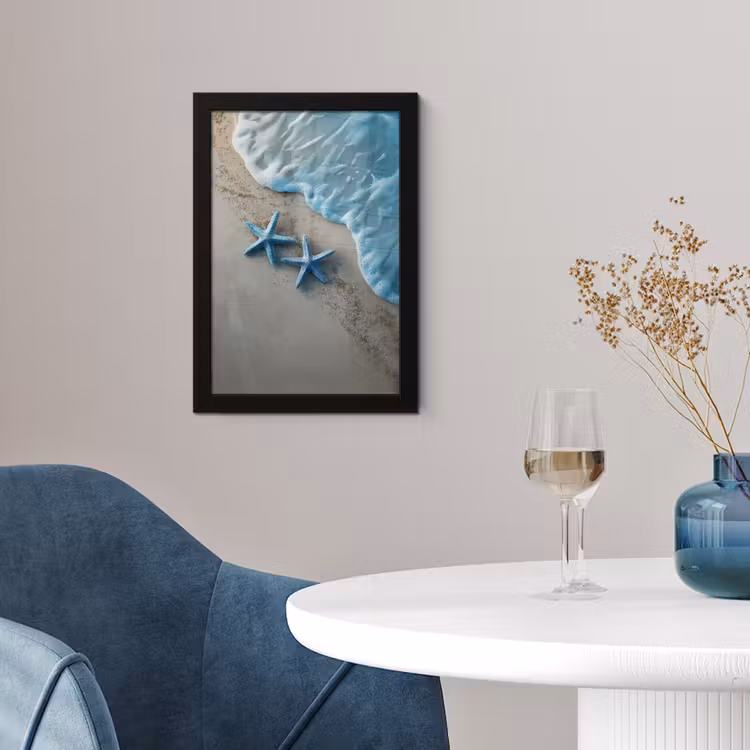 Poster met lijst - Zeesterren - Zand - Zee - Blauw — 2