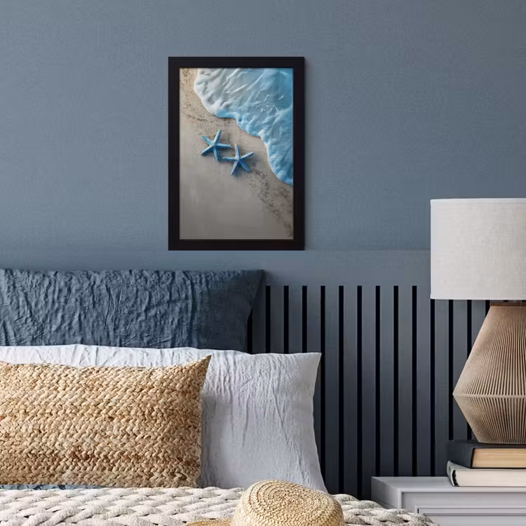 Poster met lijst - Zeesterren - Zand - Zee - Blauw — 4