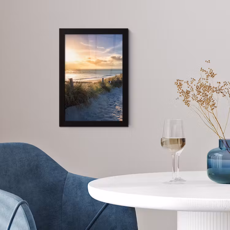 Poster met lijst - Zonsondergang - Strand - Duin - Gras - Bank — 2