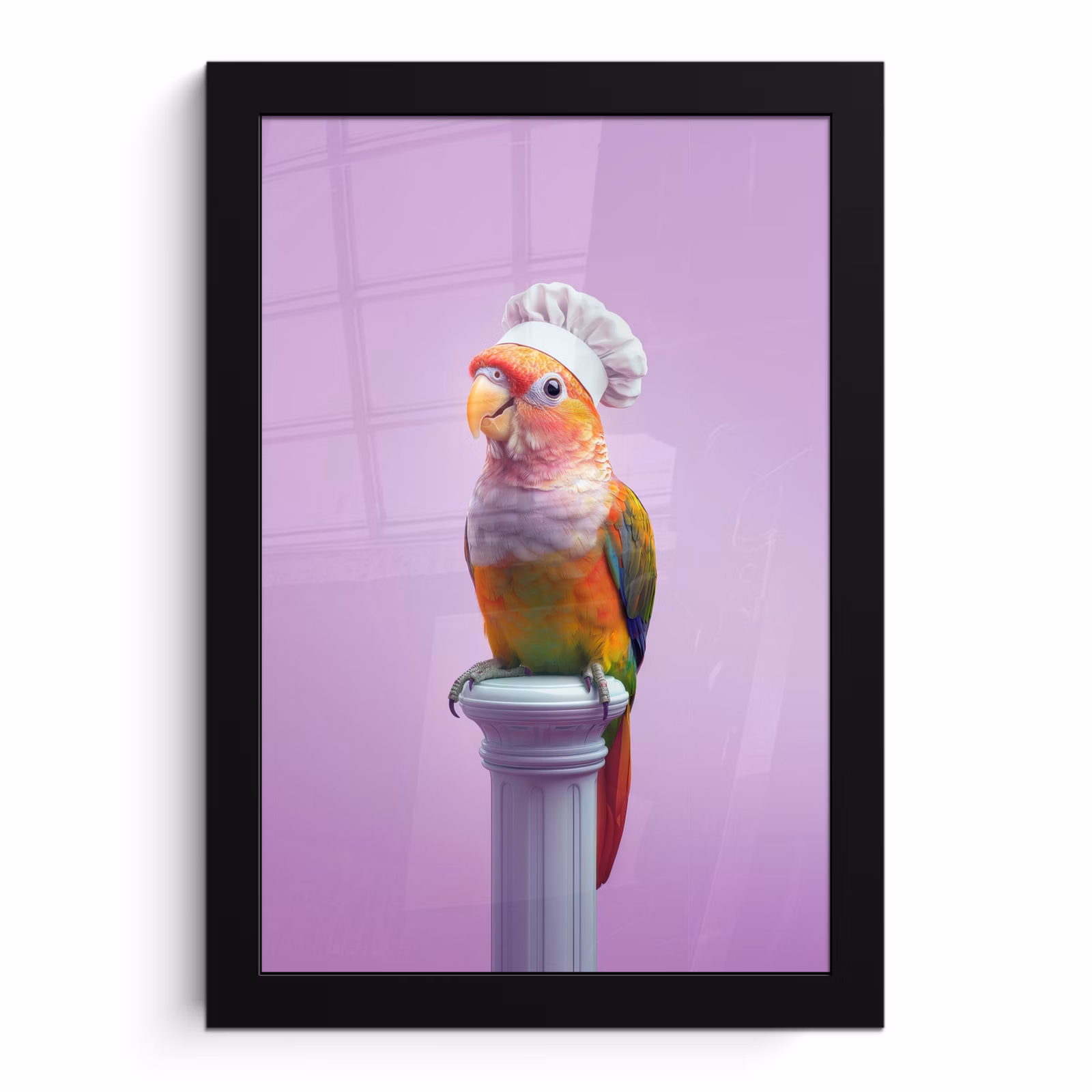 Poster met lijst - Papegaai - Koksmuts - Pilaar - Vogel — 1