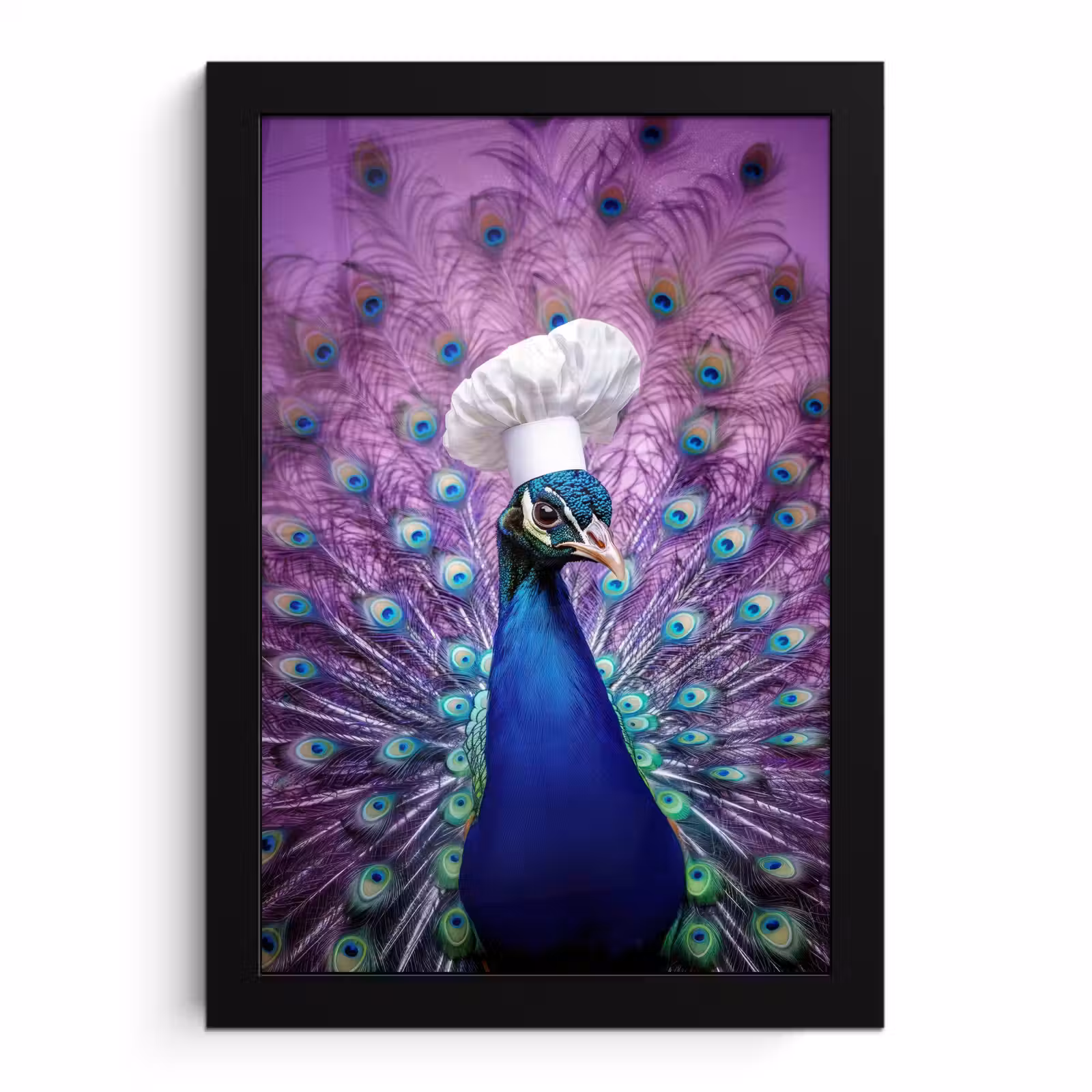 Poster met lijst - Pauw - Koksmuts - Cool - Paars — 1